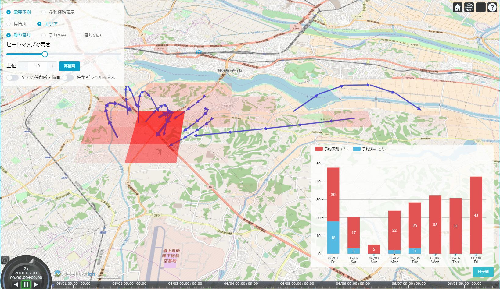 用来显示运行区域的需求度高低的地图 © OpenStreetMap contributors
